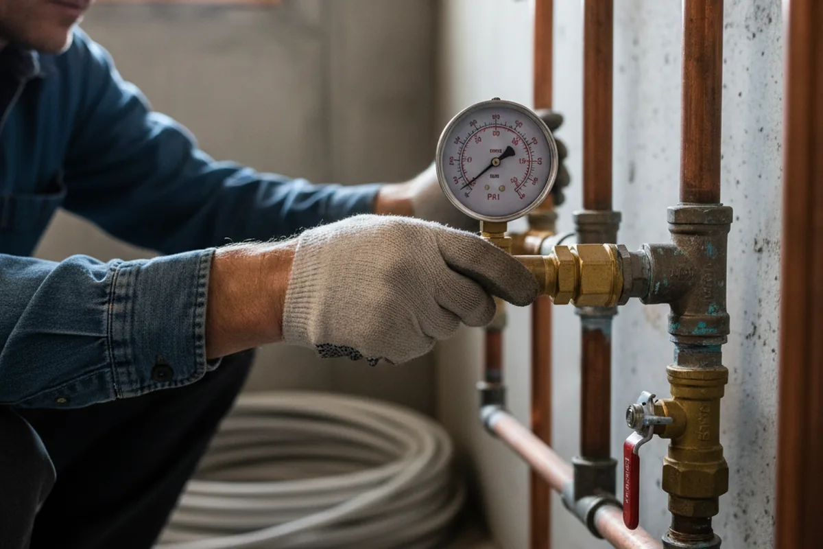 Pressure testing a repaired line during Water Line Repair in Enola